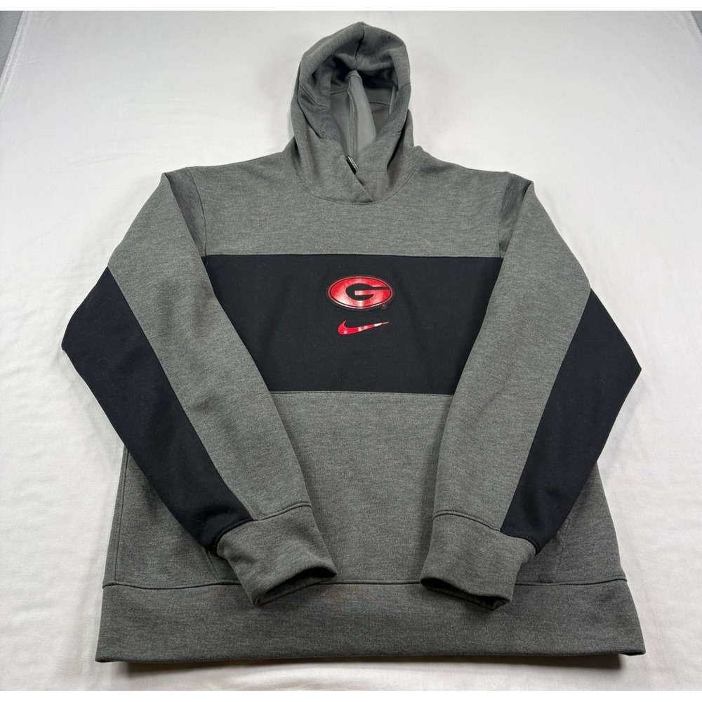 Georgia Bulldogs Hoodie Mens Small Gray Nike Dri Fit Pullover Sweatshirt NCAA